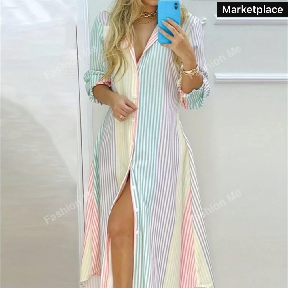 Rainbow Shirt Dress It Says 2X But Not True To Size It To 22